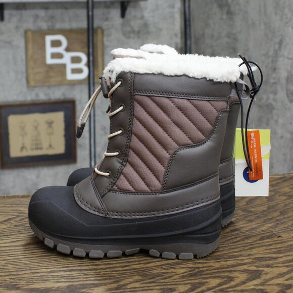 NWT All In Motion Faux Fur Skylar Winter Boots 88236452 3 Blush Brown Black - Picture 3 of 7